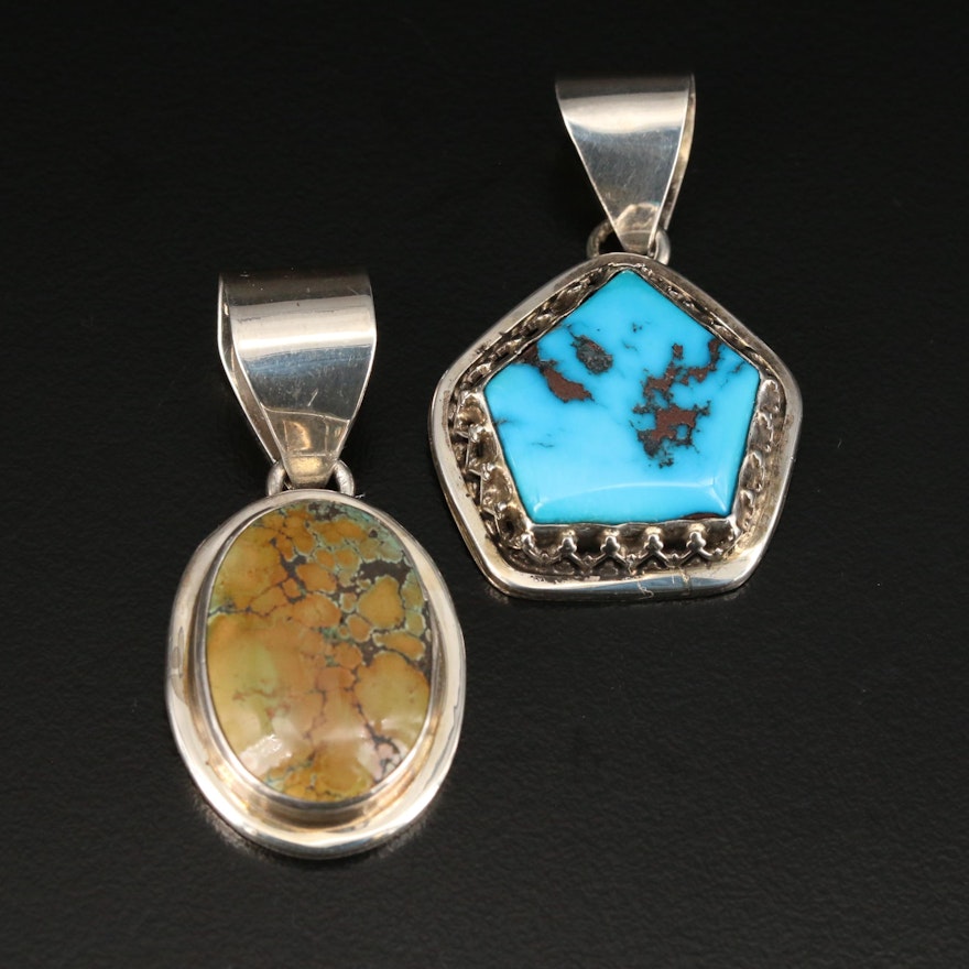 M. Silversmith Navajo Diné Sterling Turquoise Pendants