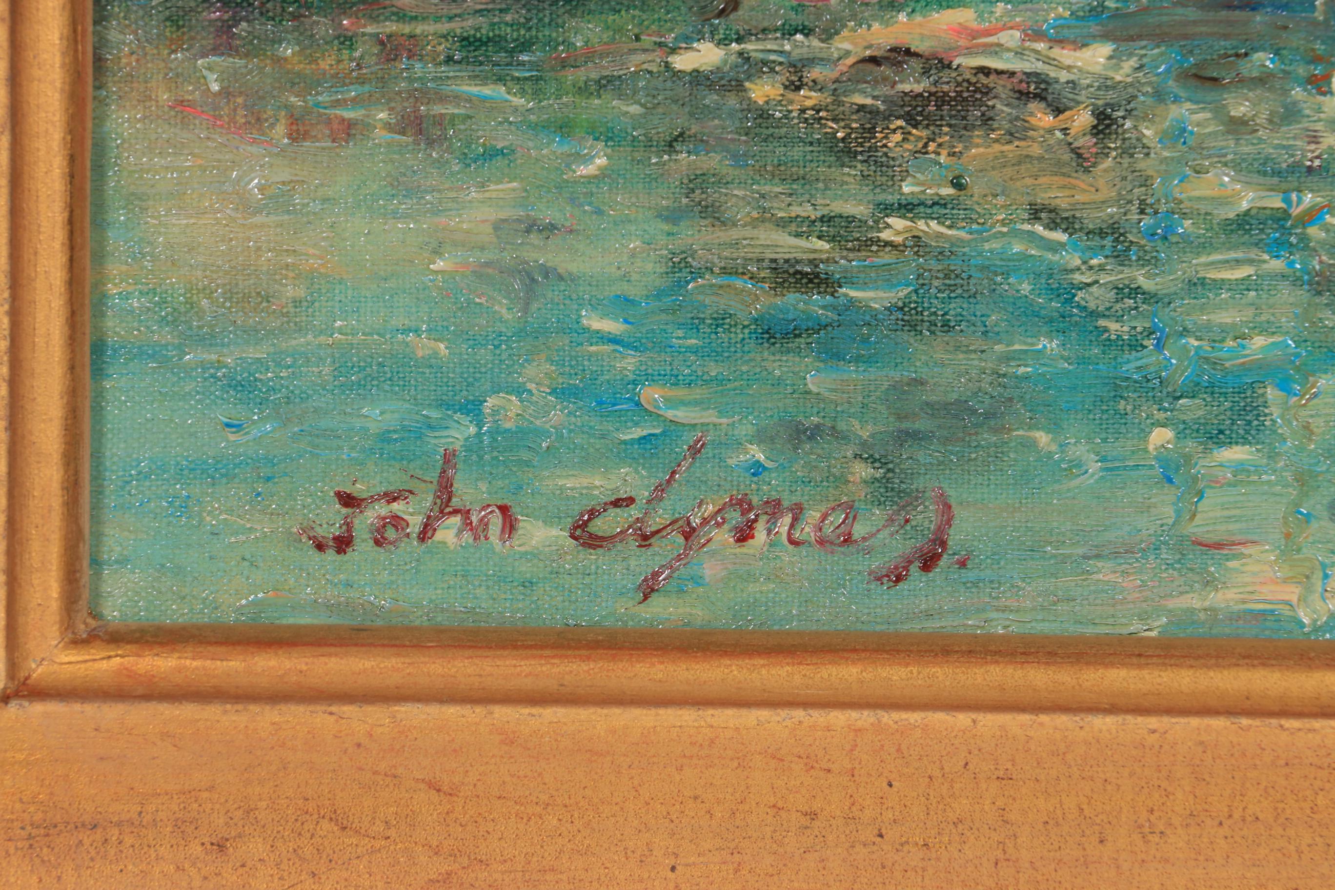 John Clymer Impressionist Style Harbor Scene Oil Painting