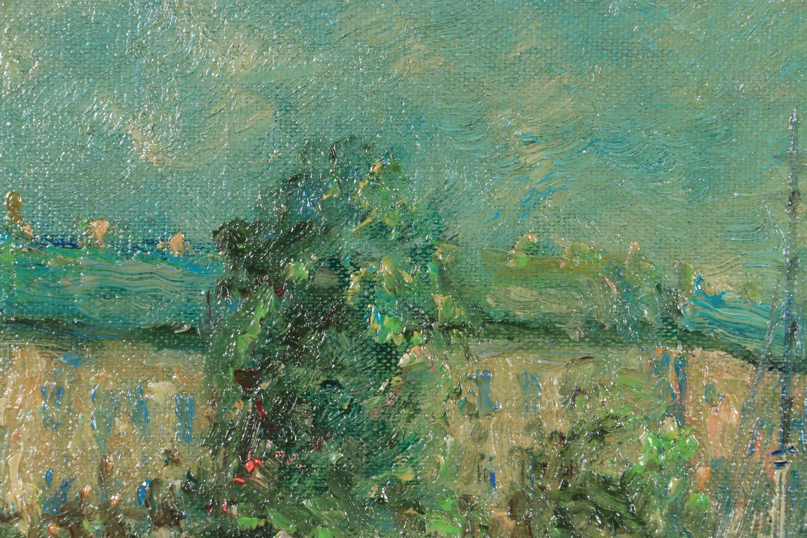 John Clymer Impressionist Style Harbor Scene Oil Painting