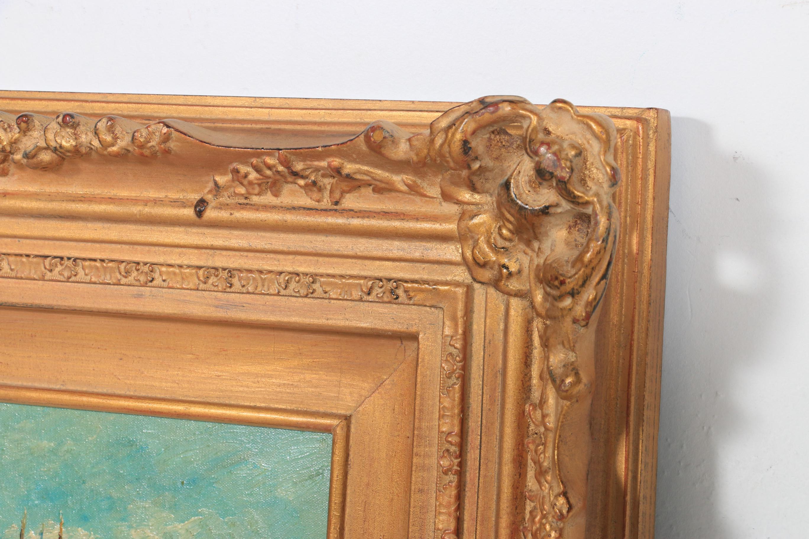 John Clymer Impressionist Style Harbor Scene Oil Painting