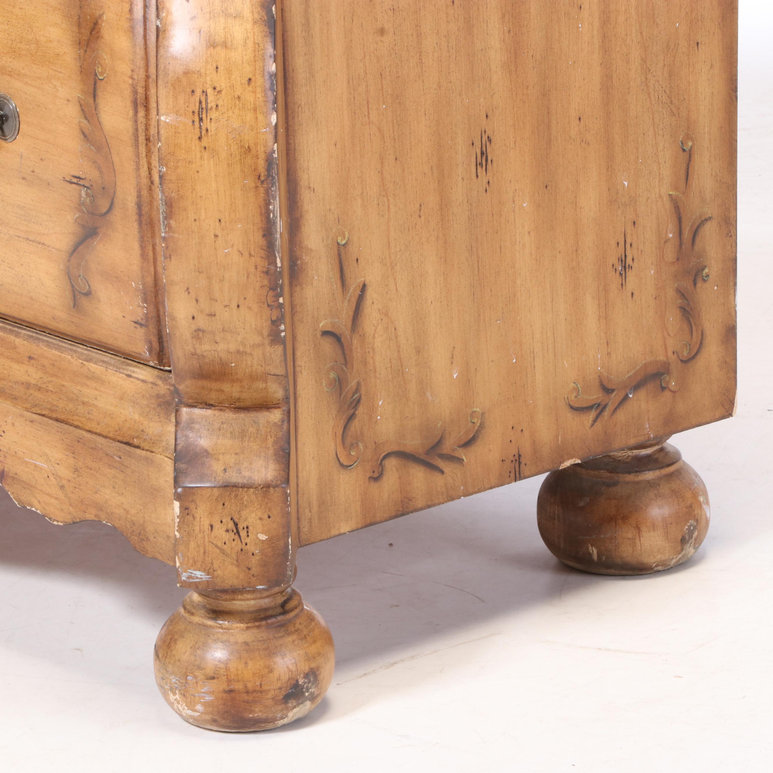 Schnadig Paint-Decorated Wood Chest of Drawers, Late 20th Century