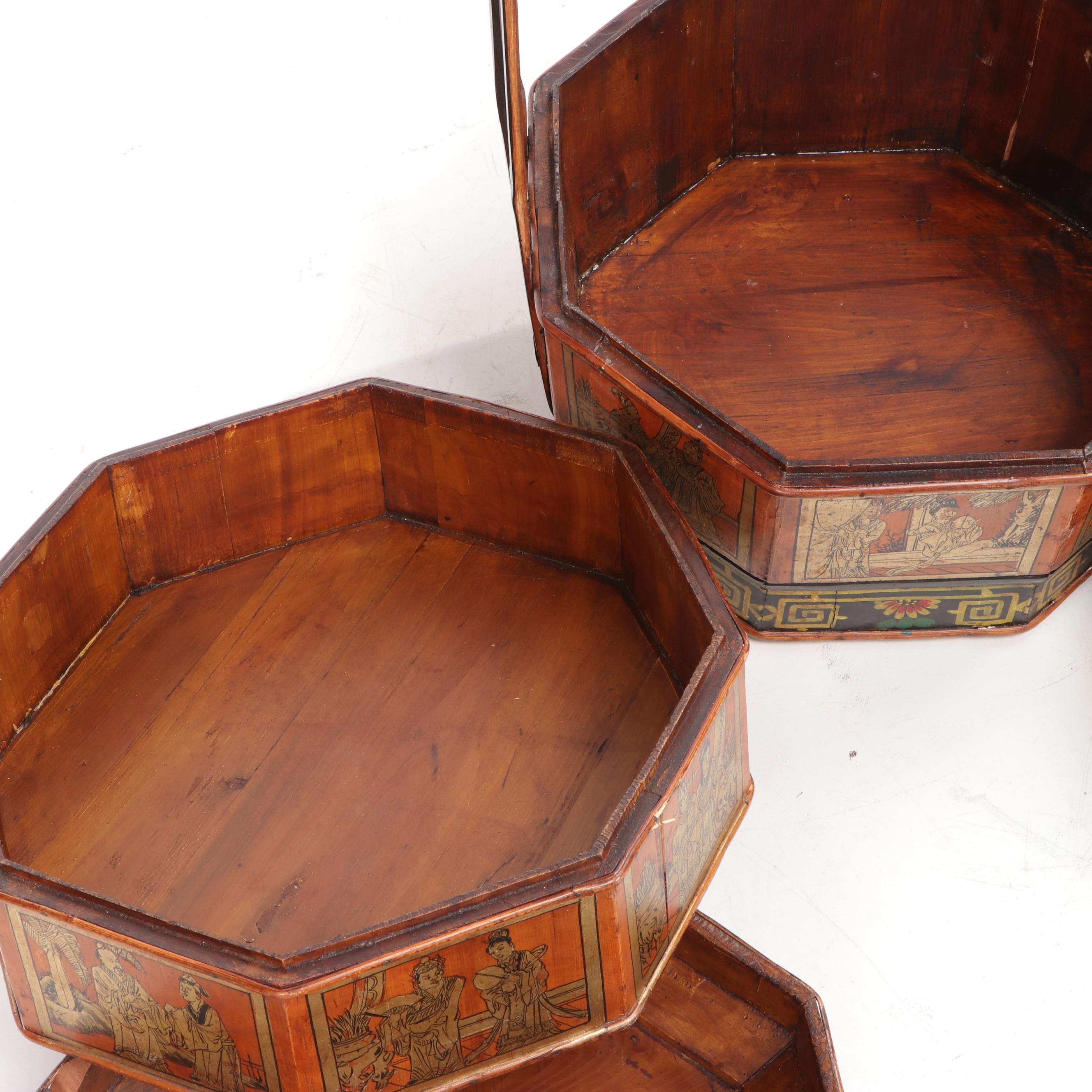 Antique Chinese Bamboo Wedding Basket