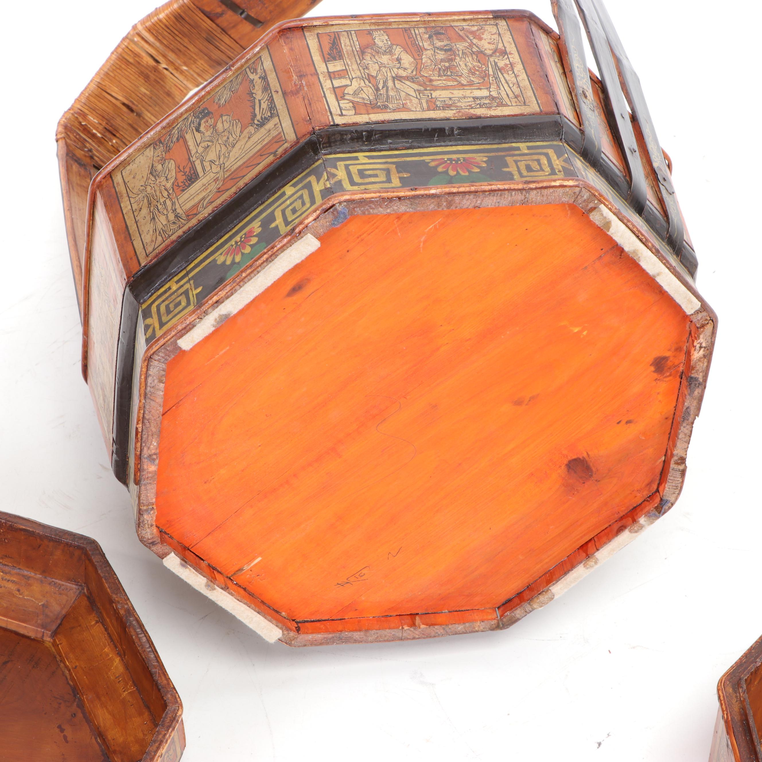 Antique Chinese Bamboo Wedding Basket