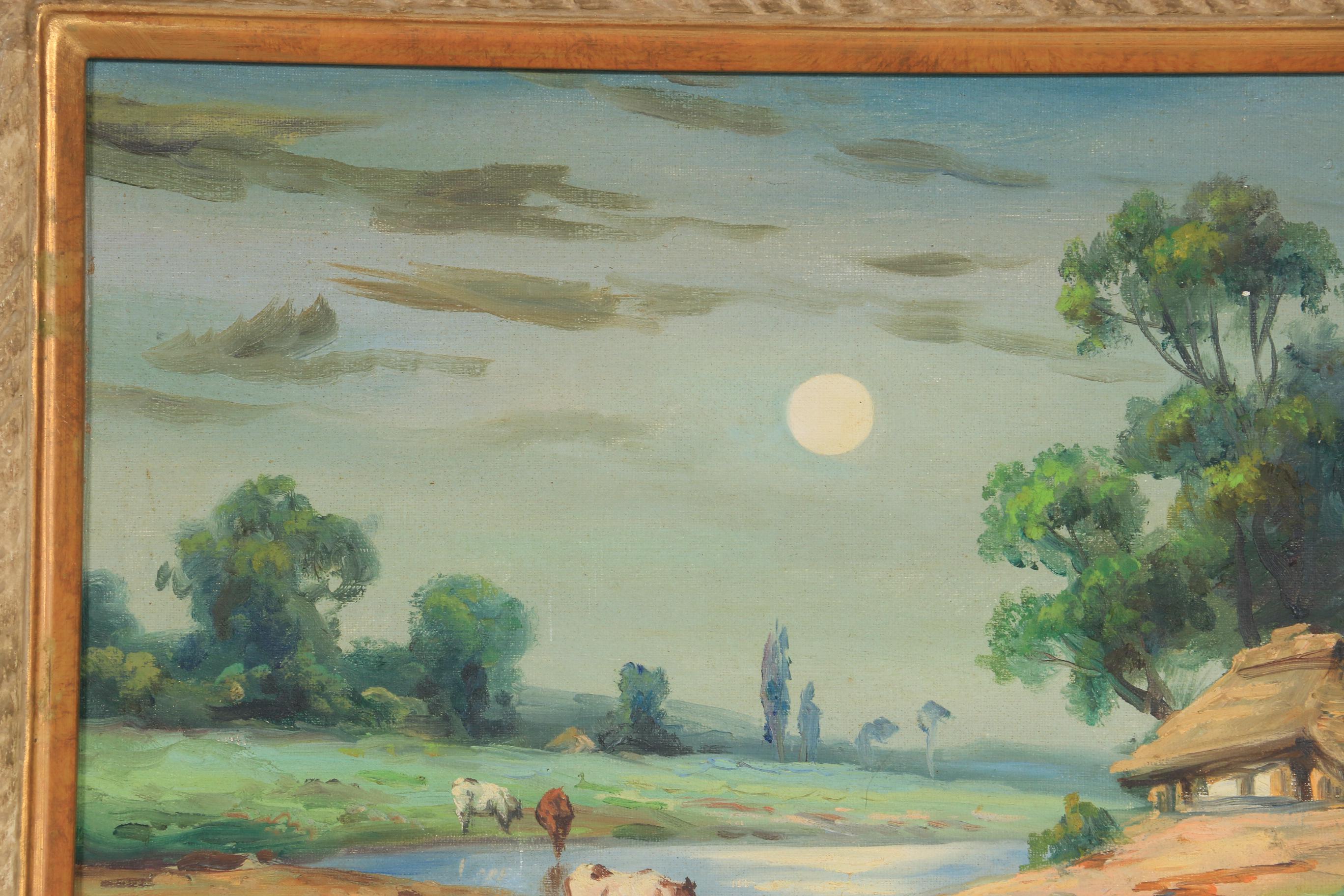 Toyosaku Saito River Landscape Oil Painting