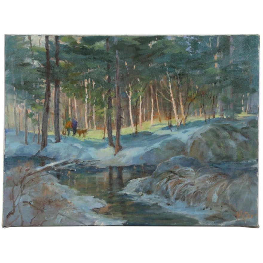 Mitzi Goward Woodland Landscape Oil Painting