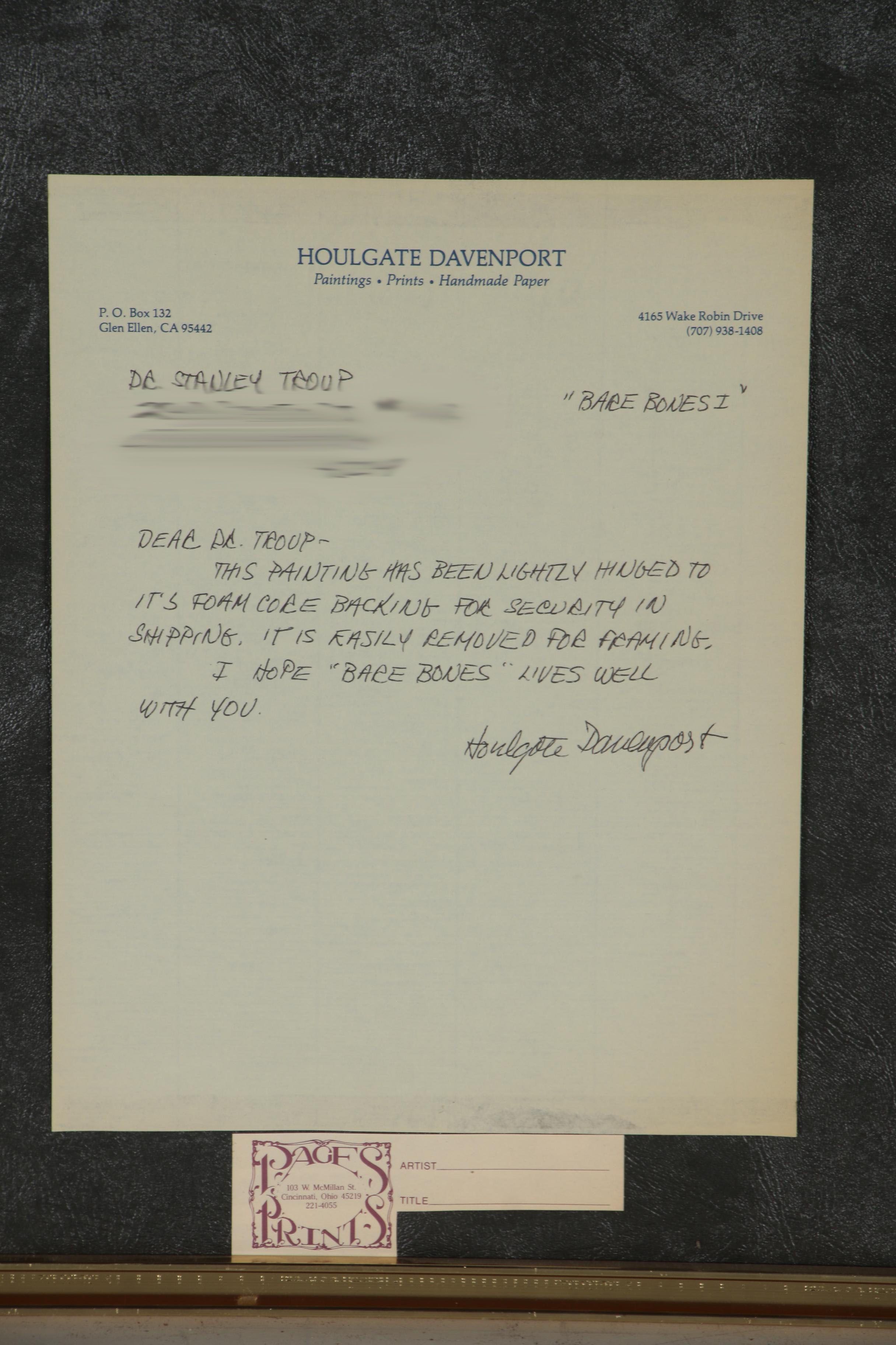 Houlgate Davenport Abstract Gouache Painting "Bare Bones I"