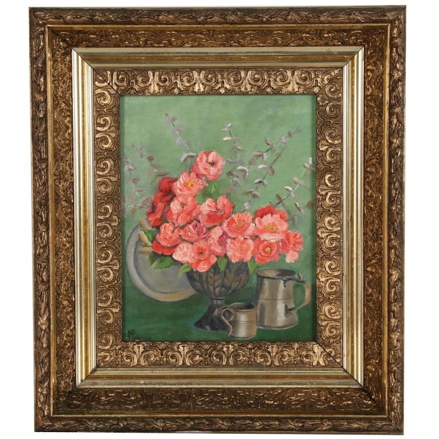 Floral Still Life Oil Painting Signed Mary Rose Lindeman
