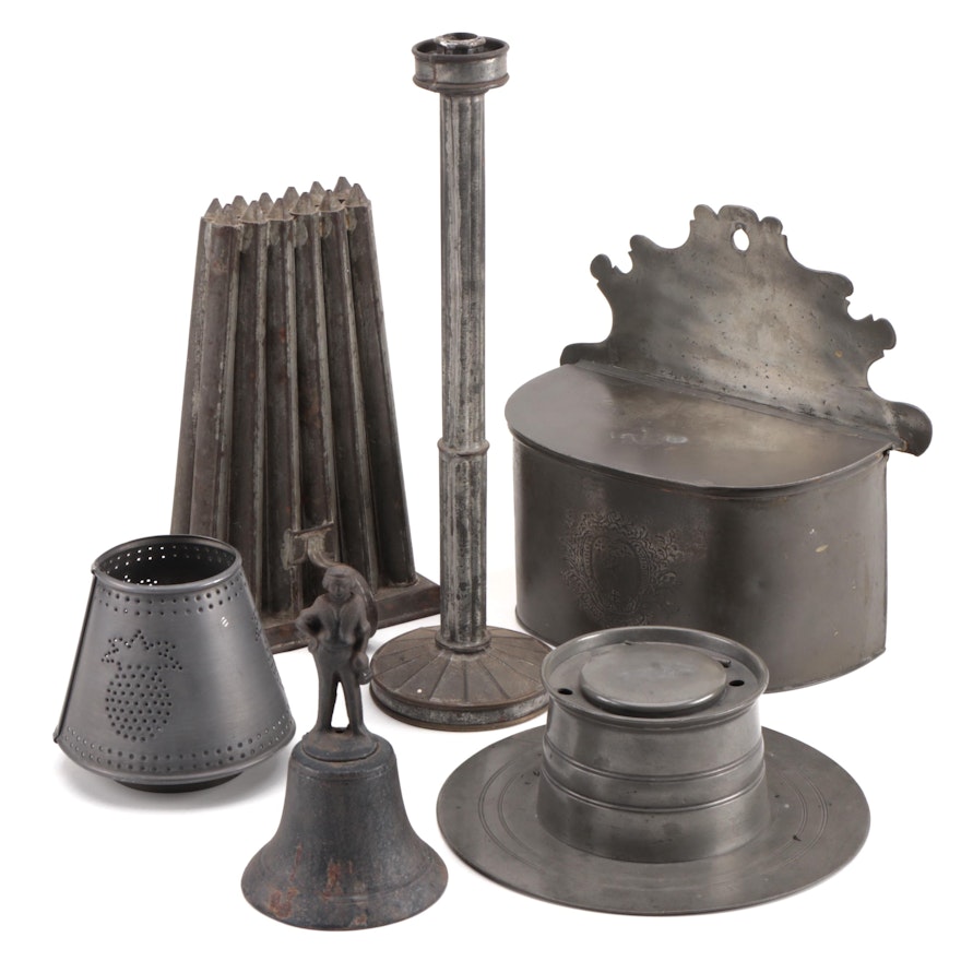 Richard King Pewter Salt Box with Other Metal Décor