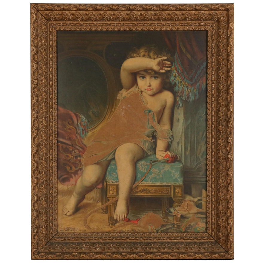 Chromolithograph after Émile Munier "What Will Mama Say?"