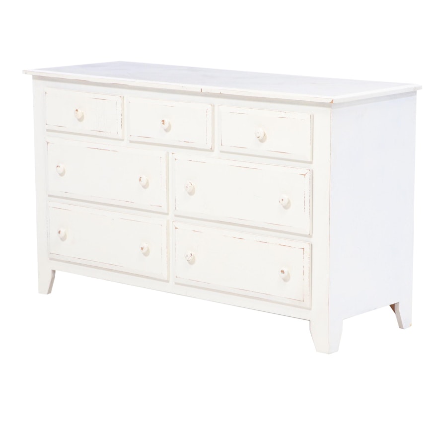 White-Painted Wood Chest of Drawers, Late 20th Century