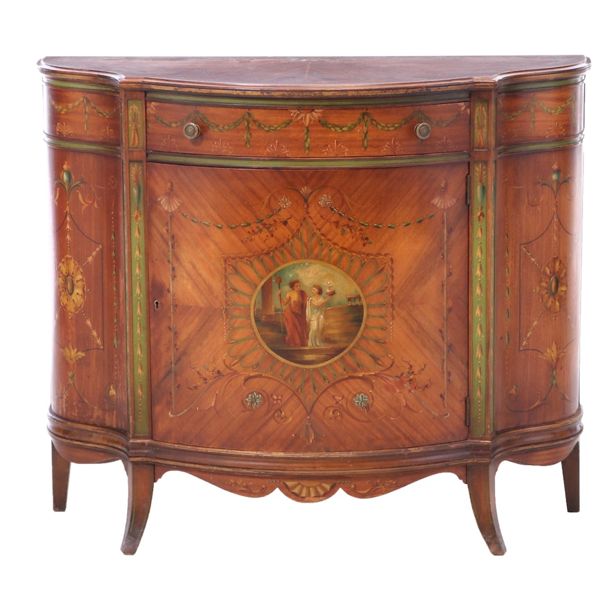 Johnson-Handley-Johnson Co. George III Style Polychromed Serpentine Side Cabinet