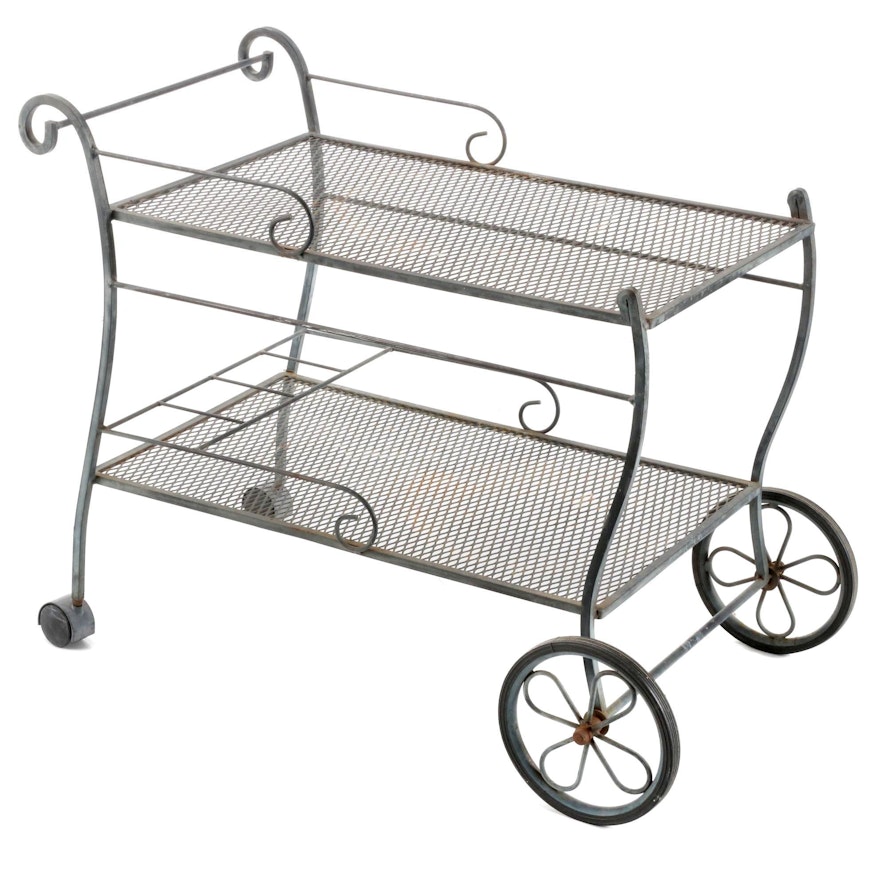 Wire Mesh Patio Serving Cart, Mid to Late 20th Century
