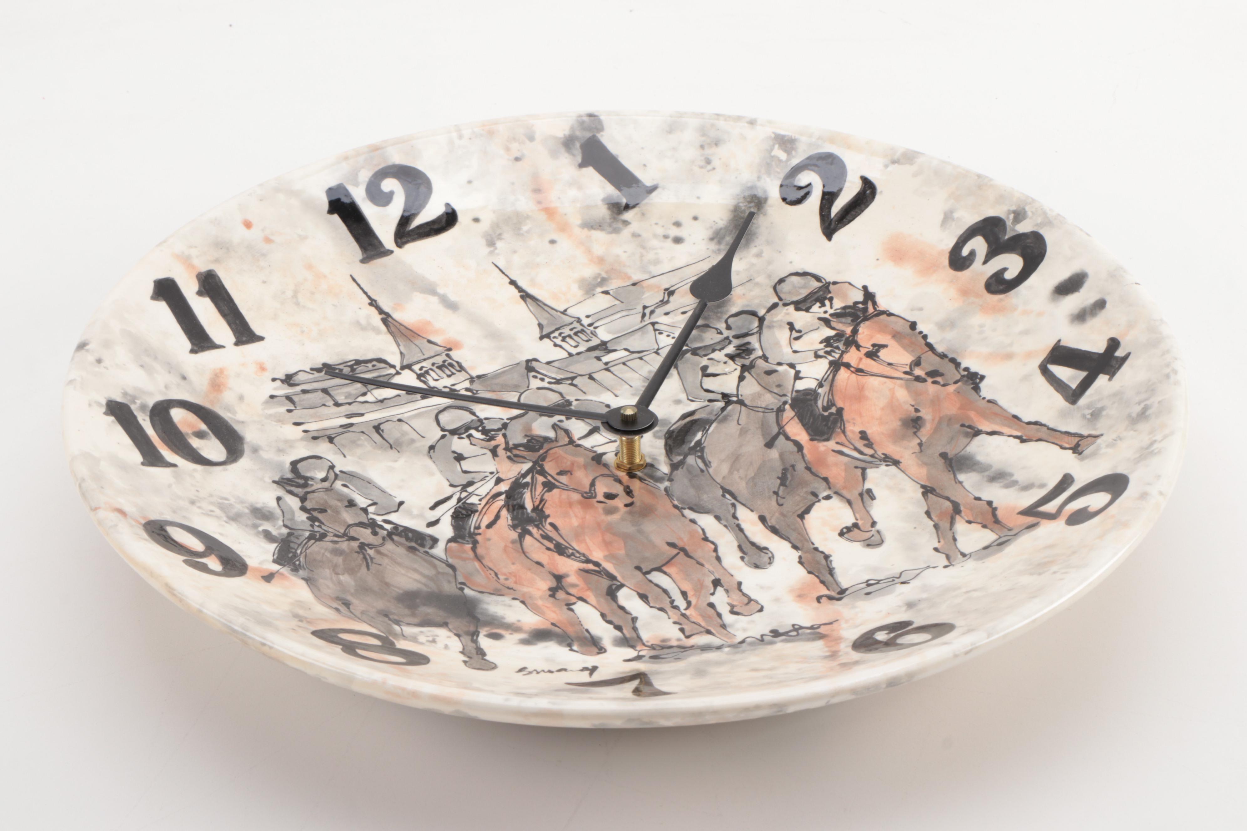 Susany Arts Kentucky Derby Ceramic Battery Operated Clock, 2014