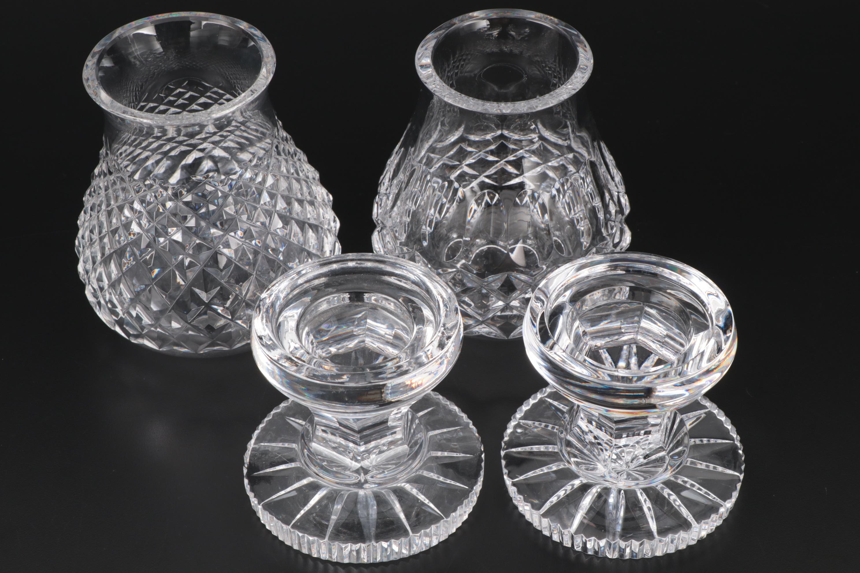 Waterford Crystal "Alana" and "Colleen" Hurricane Lamp Candle Holders