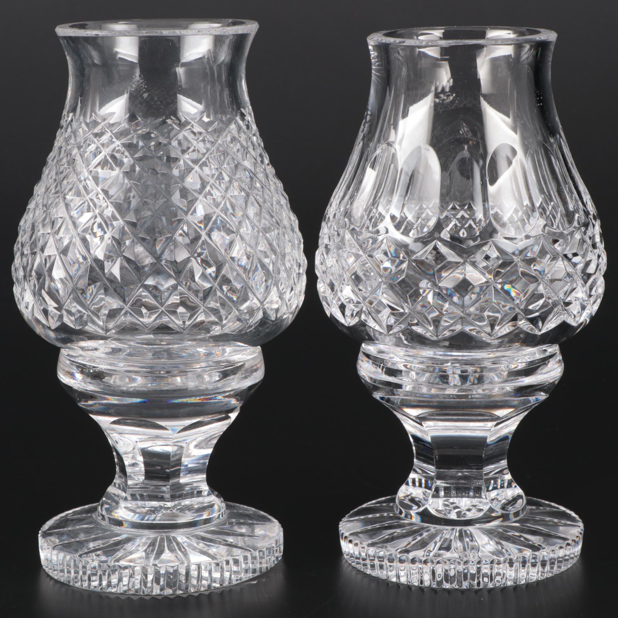 Waterford Crystal "Alana" and "Colleen" Hurricane Lamp Candle Holders