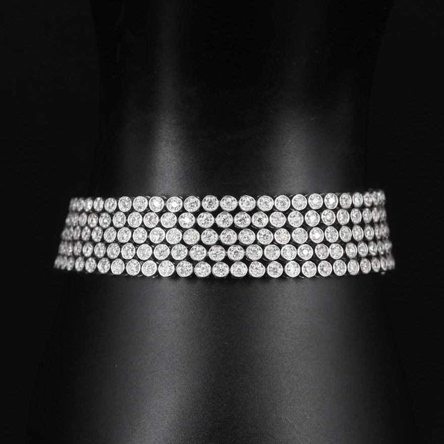 14K White Gold 3.60 CTW Diamond Multi-Strand Bracelet