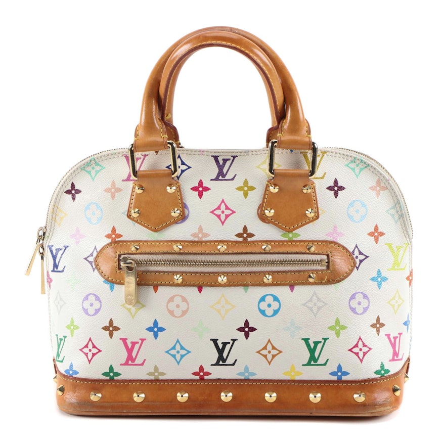 Louis Vuitton Alma PM Bag in White Monogram Multicolore Canvas and Leather