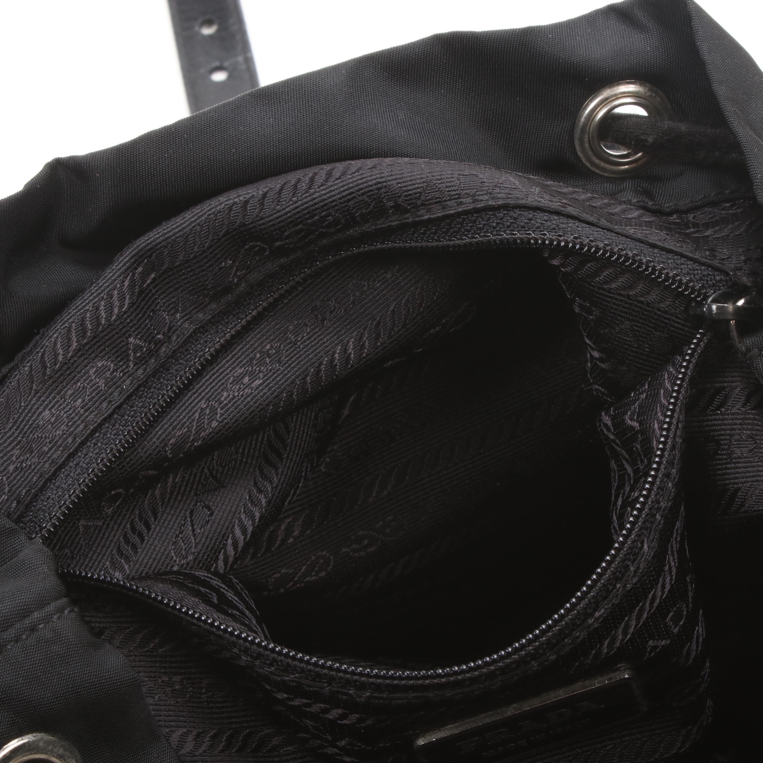 Prada Black Tessuto Nylon and Leather Backpack Purse