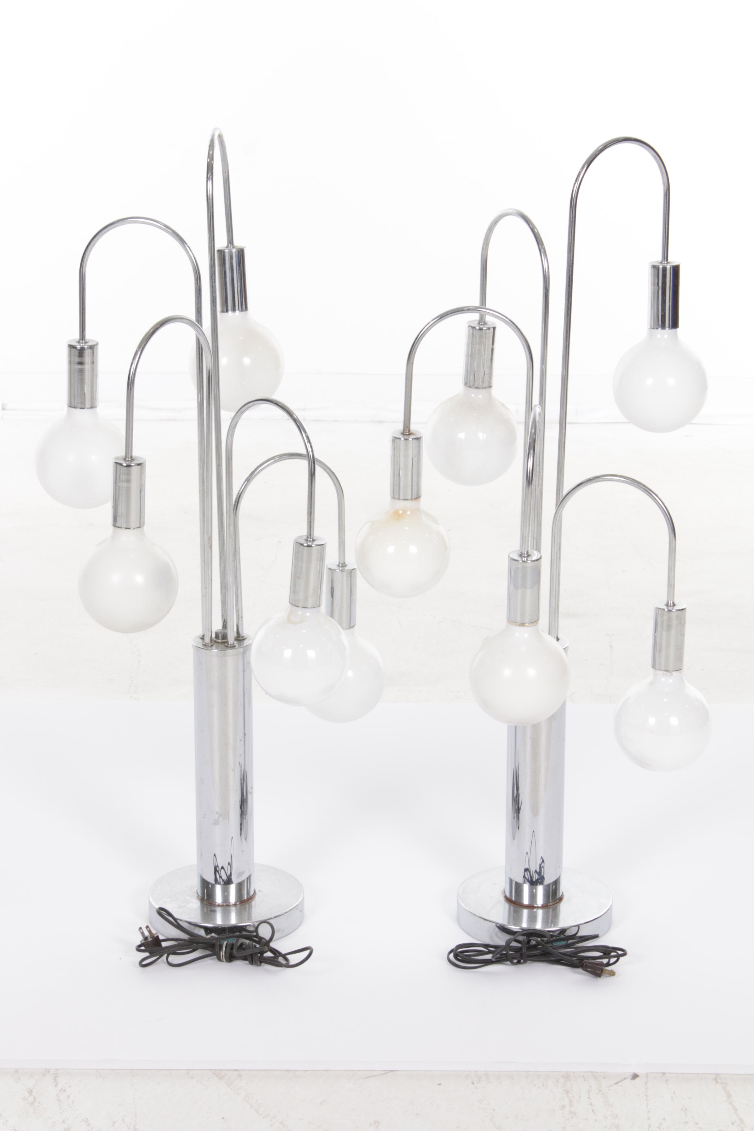 Mid Century Modern Chrome Multi Globe Table Lamp