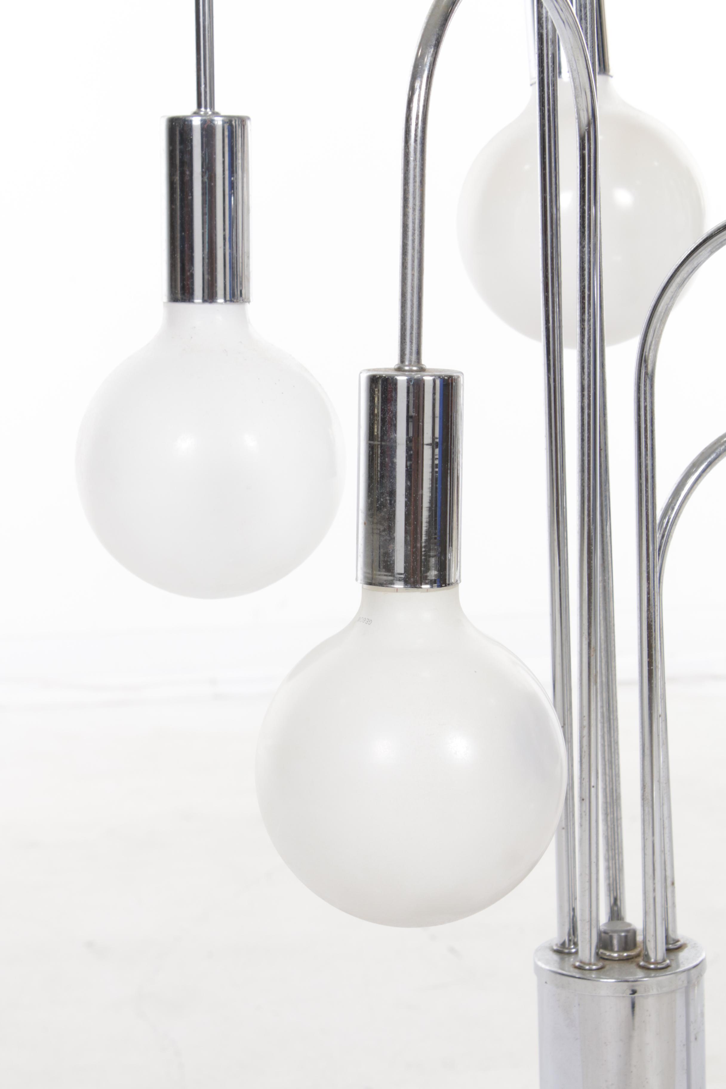 Mid Century Modern Chrome Multi Globe Table Lamp