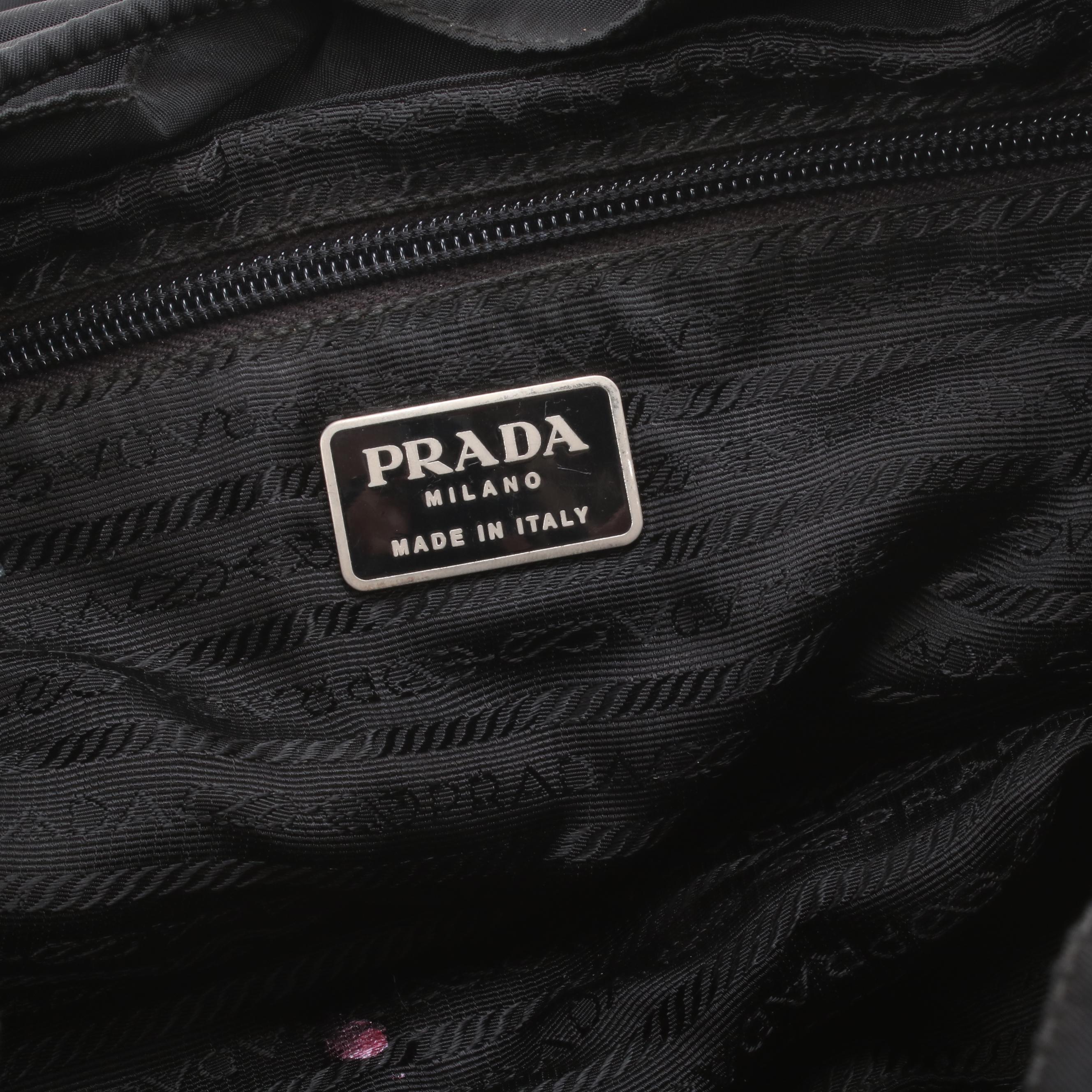 Prada Black Tessuto Nylon and Leather Backpack Purse