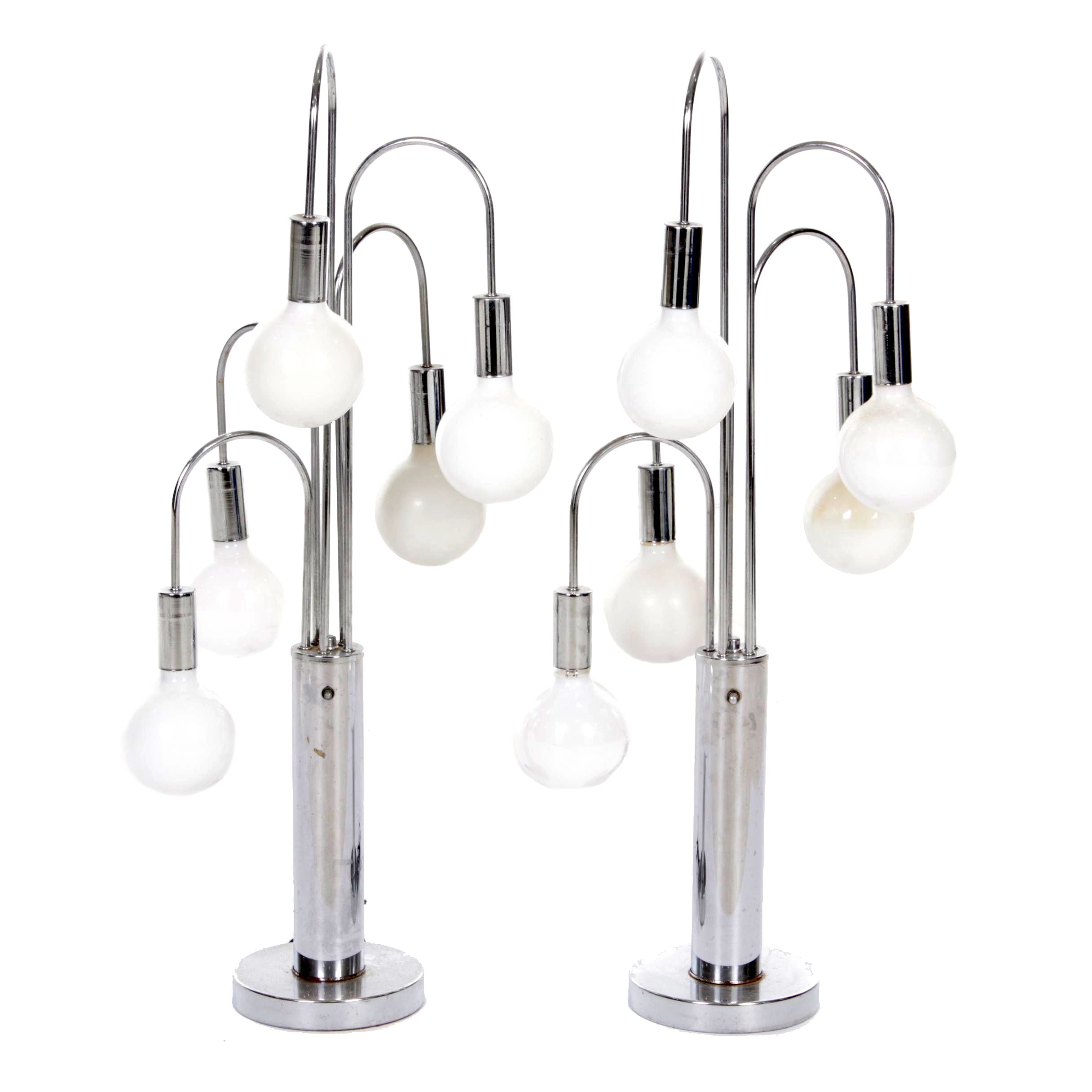 Mid Century Modern Chrome Multi Globe Table Lamp