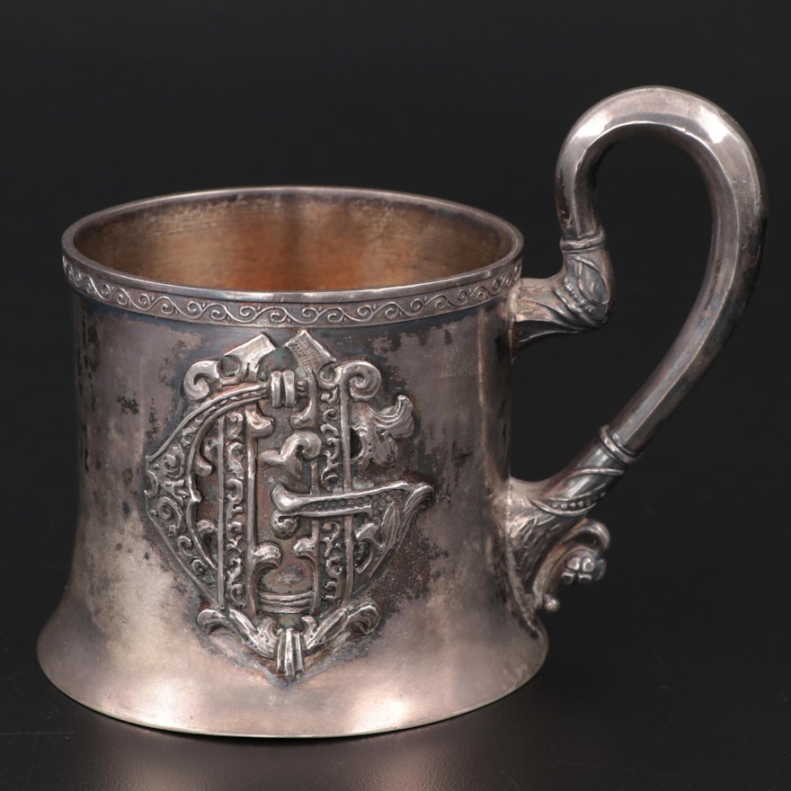 Russian 875 Silver Cup with Applied Monogram, 1908–1926