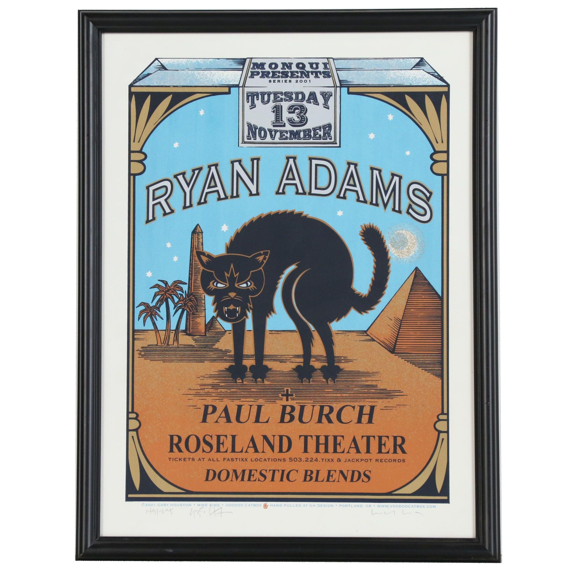 Mike King and Gary Houston Serigraph Poster for Ryan Adams at Roseland Theater