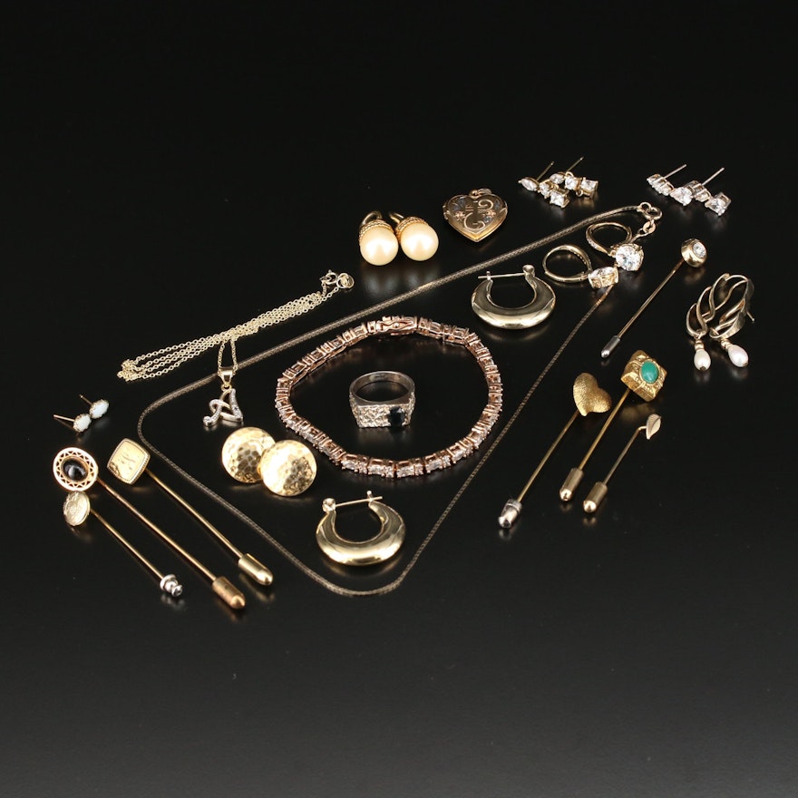 Assorted Jewelry with Glass, Black Onyx and Imitation Pearl