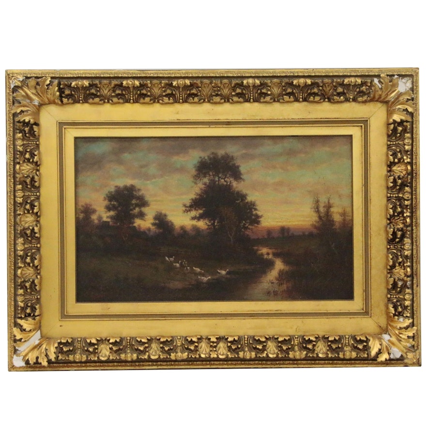 Pastoral Landscape Painting, Mid to Late 19th Century