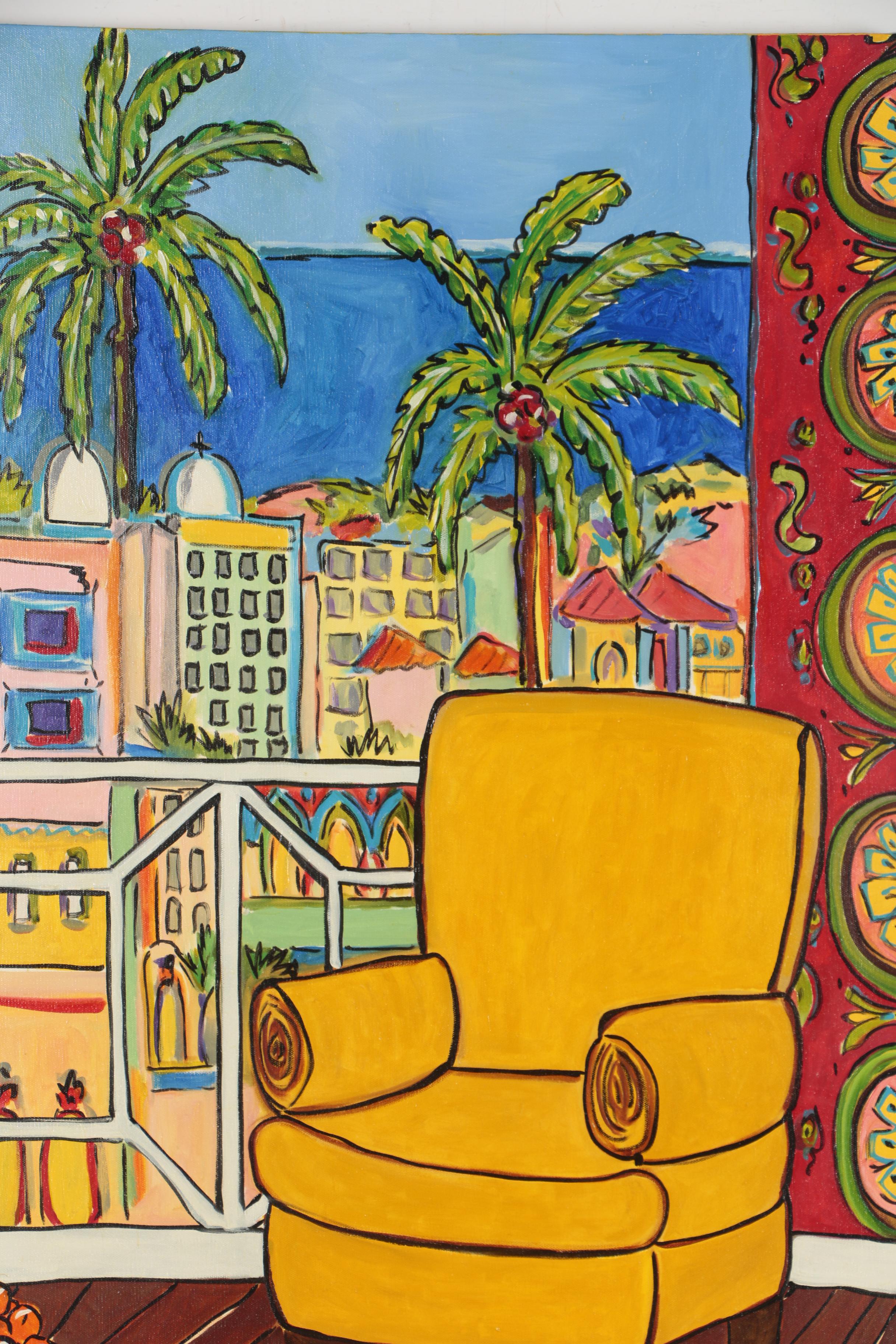 A.E. Barnes Acrylic Painting of Interior Scene