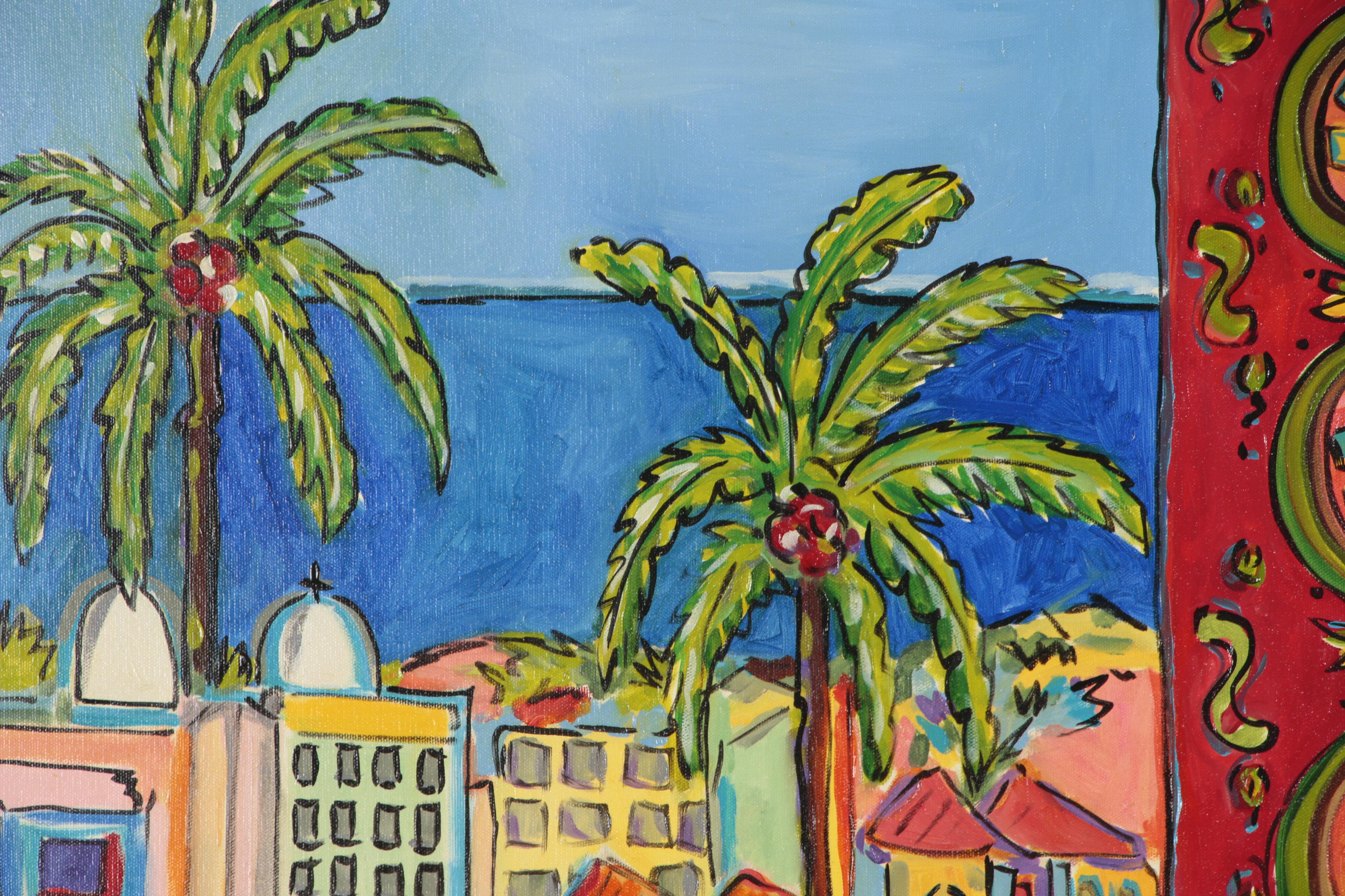 A.E. Barnes Acrylic Painting of Interior Scene