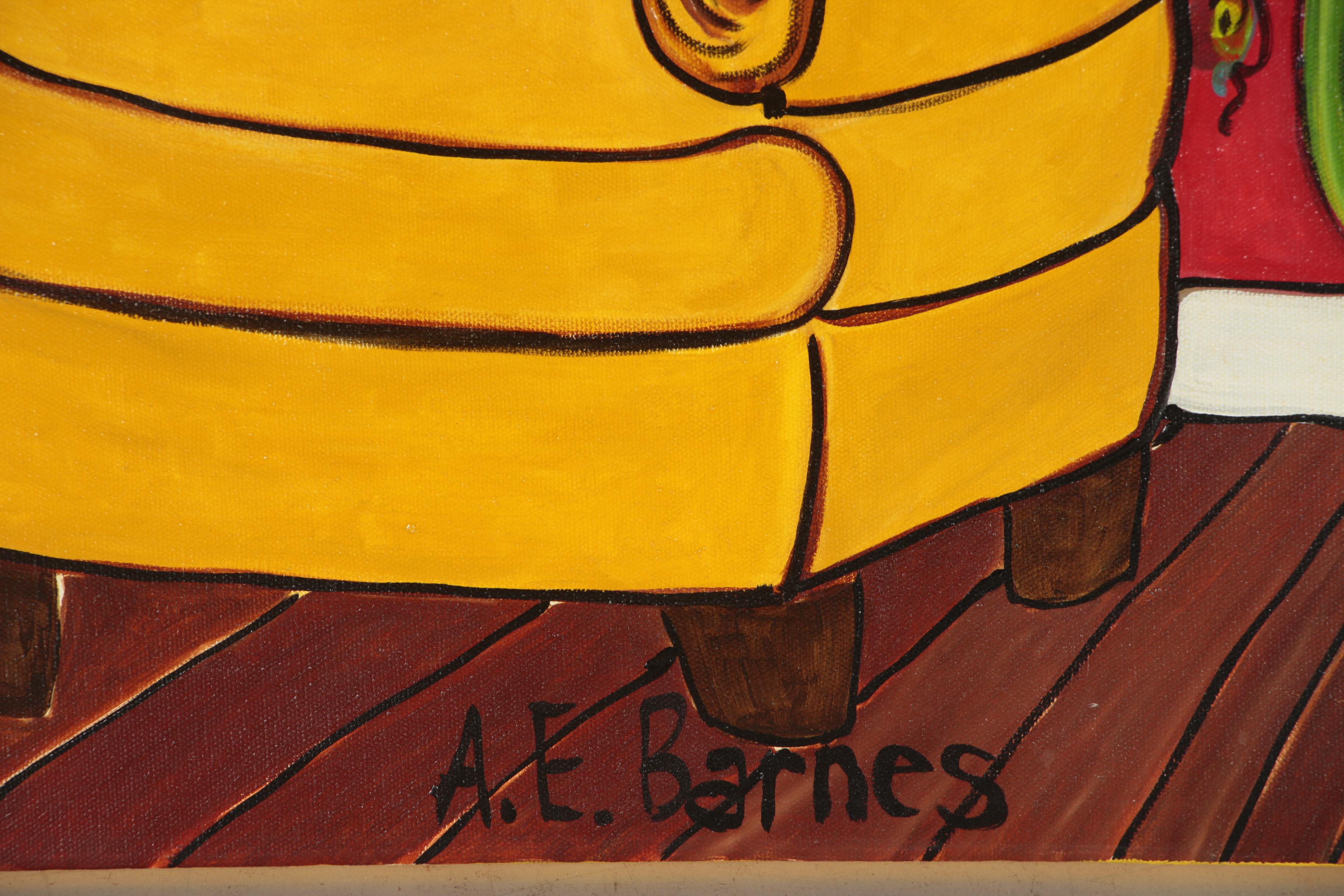 A.E. Barnes Acrylic Painting of Interior Scene