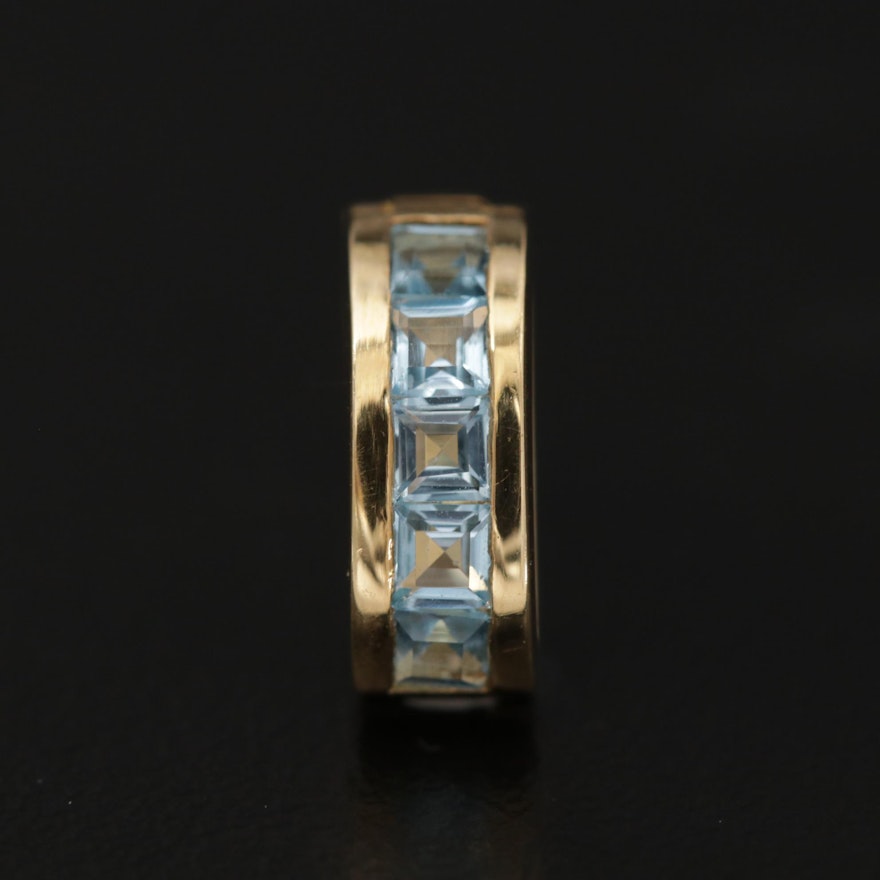 18K Gold Blue Topaz Enhancer Pendant