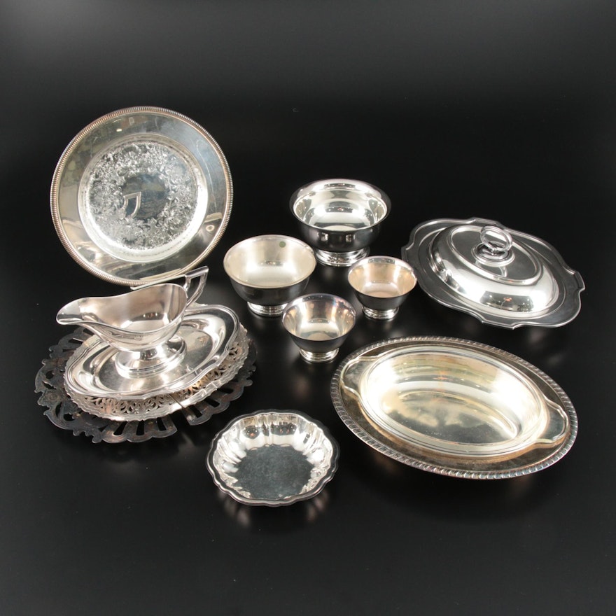 Silver Plate Bon Bon Bowls, Trivets, and Other Serveware, Vintage