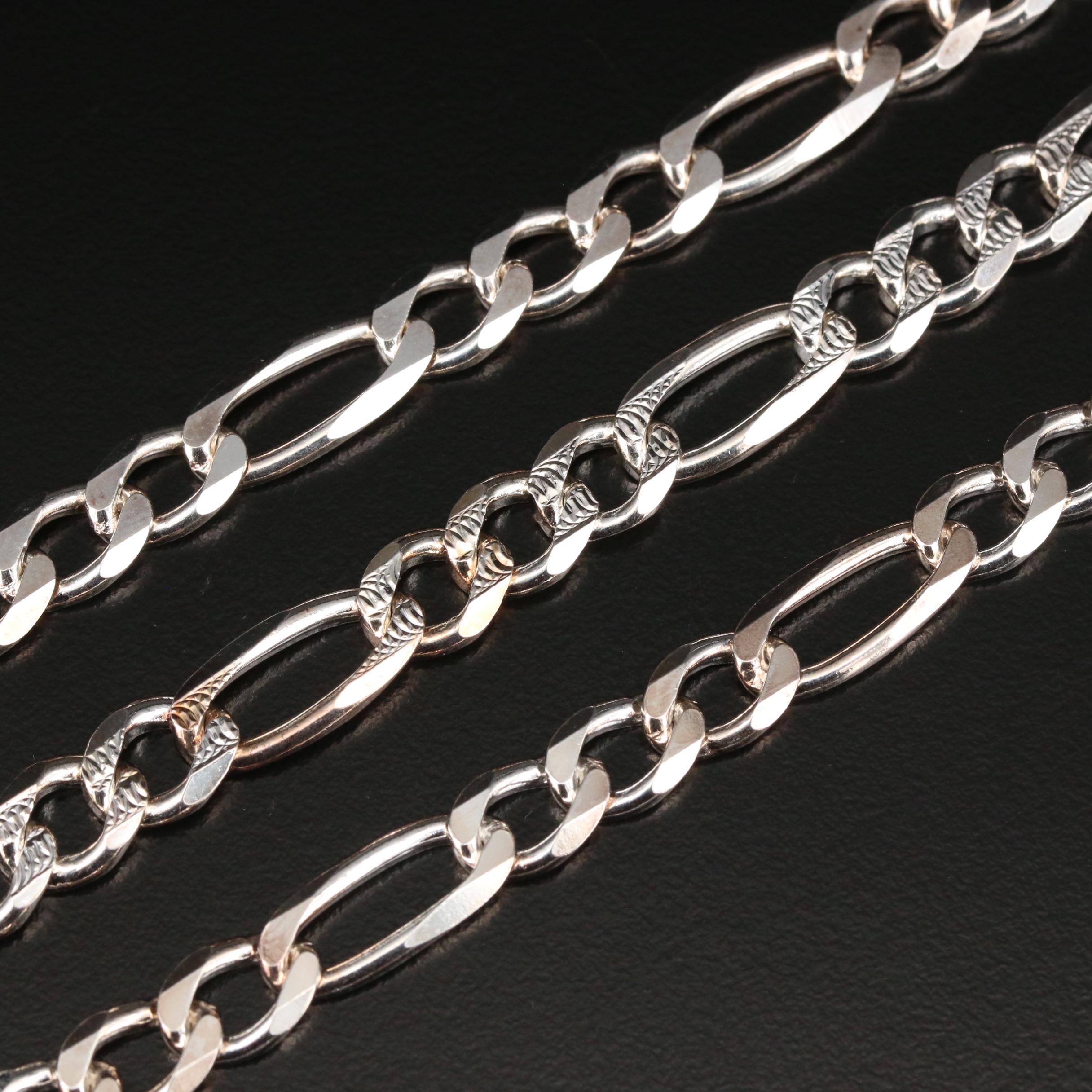 Sterling Silver Figaro Link Bracelets