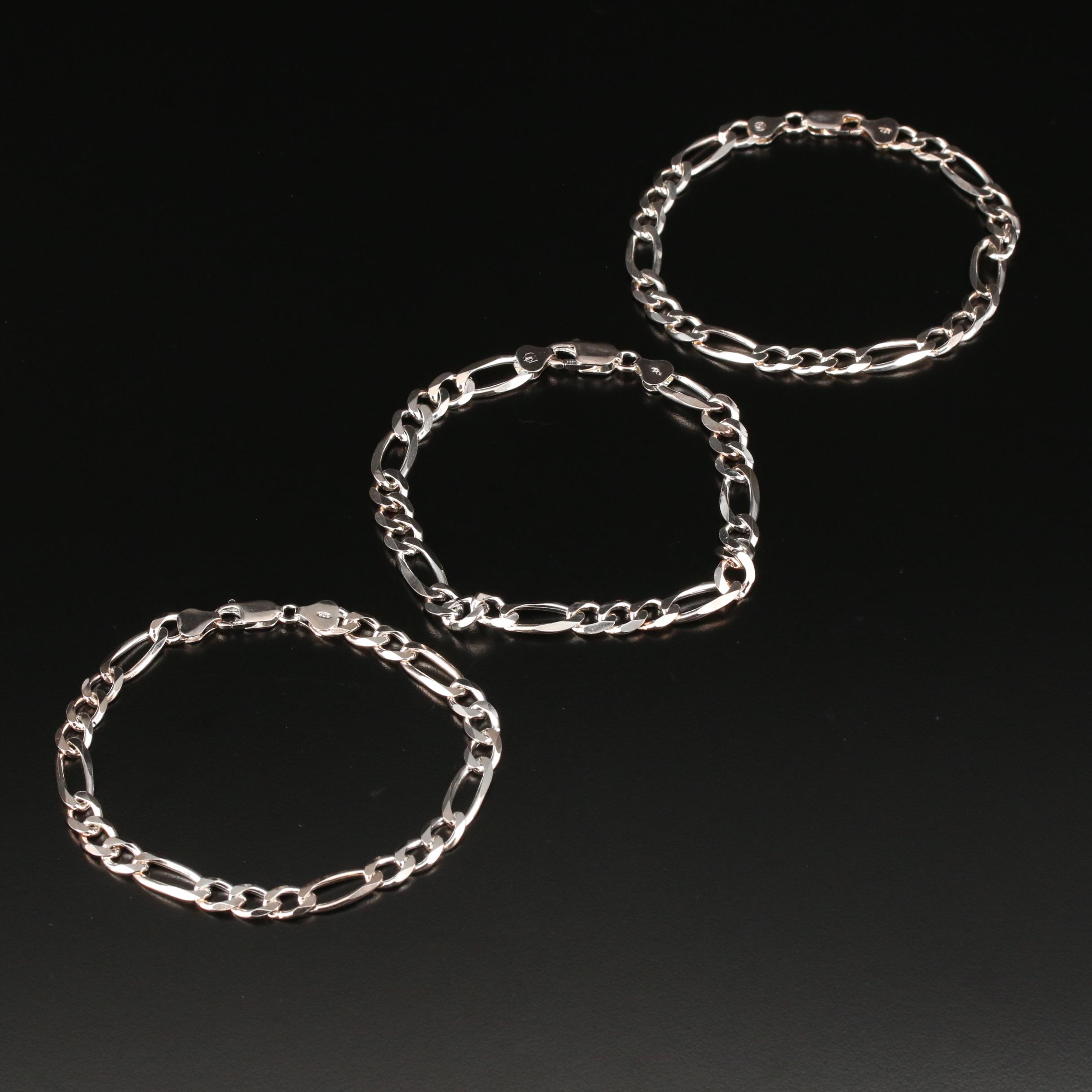 Sterling Silver Figaro Link Bracelets
