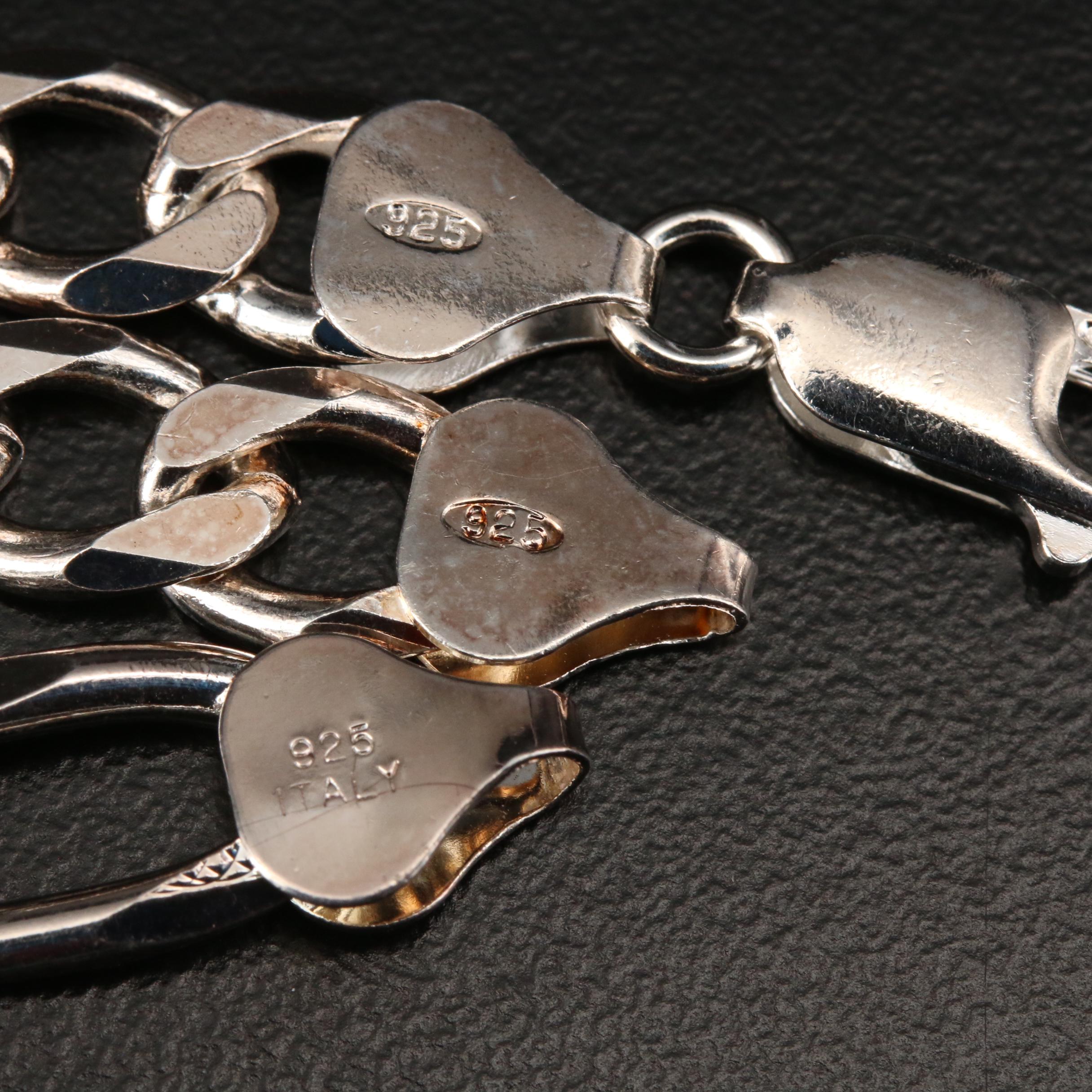 Sterling Silver Figaro Link Bracelets