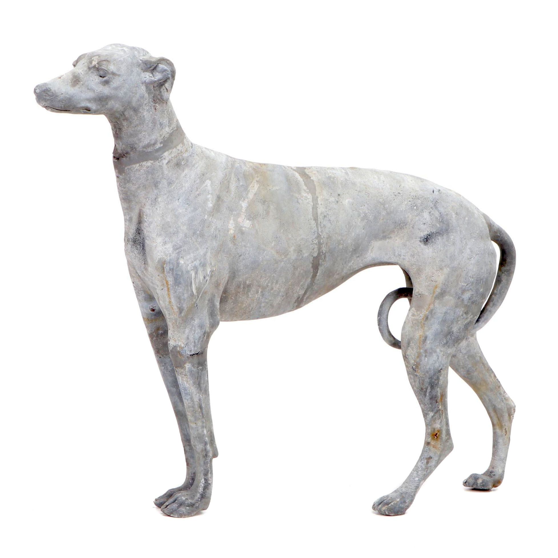 Cast Lead Life Size Greyhound Statue, Early 20th Century