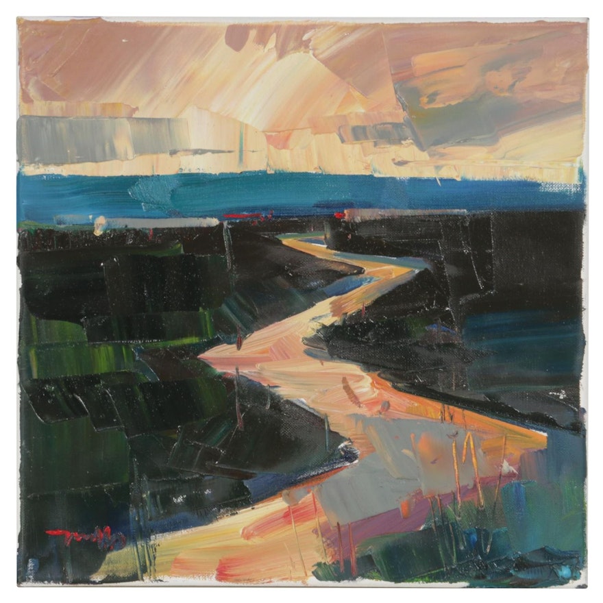Jose Trujillo Oil Painting "Salmon Kissed Sunset"