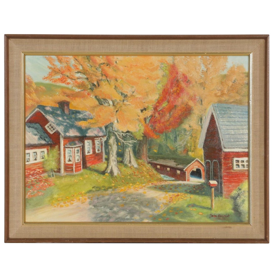 John Kurowski Oil Painting "Fall in Vermont", 1966