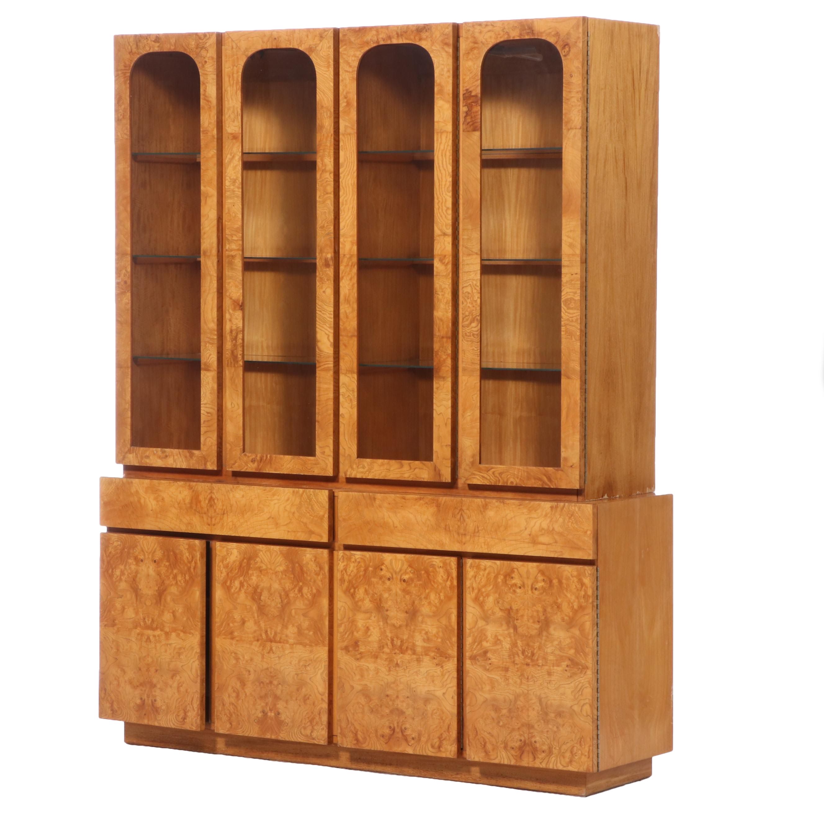 Lane Furniture Mid Century Modern Olive Ash Burl China Cabinet
