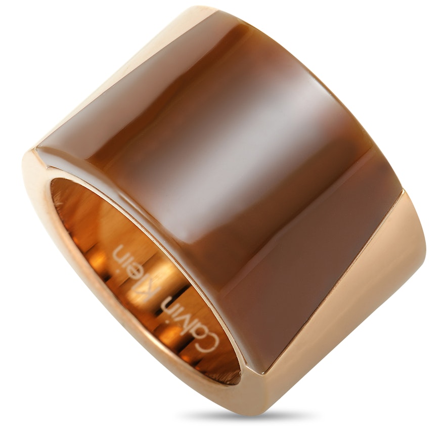 Calvin Klein Distinct Rose and Brown Gold PVD-Plated Stainless Steel Wide Ring