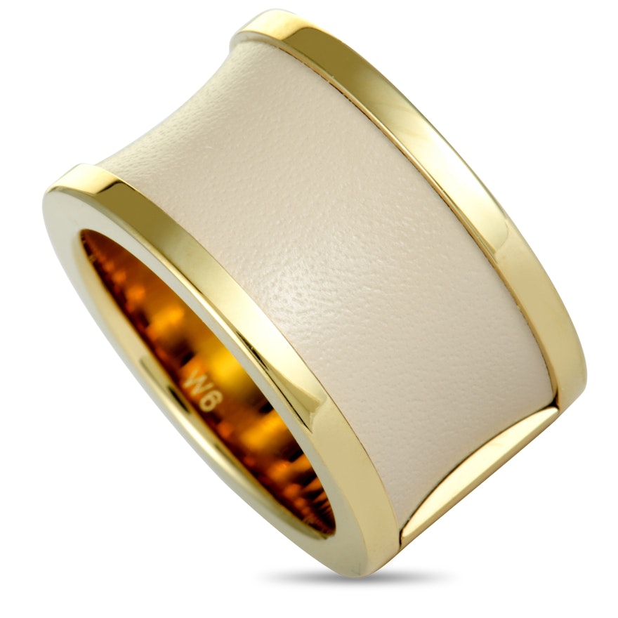 Calvin Klein Spellbound Yellow Gold PVD-Plated Stainless Steel and Rose Leather Ring