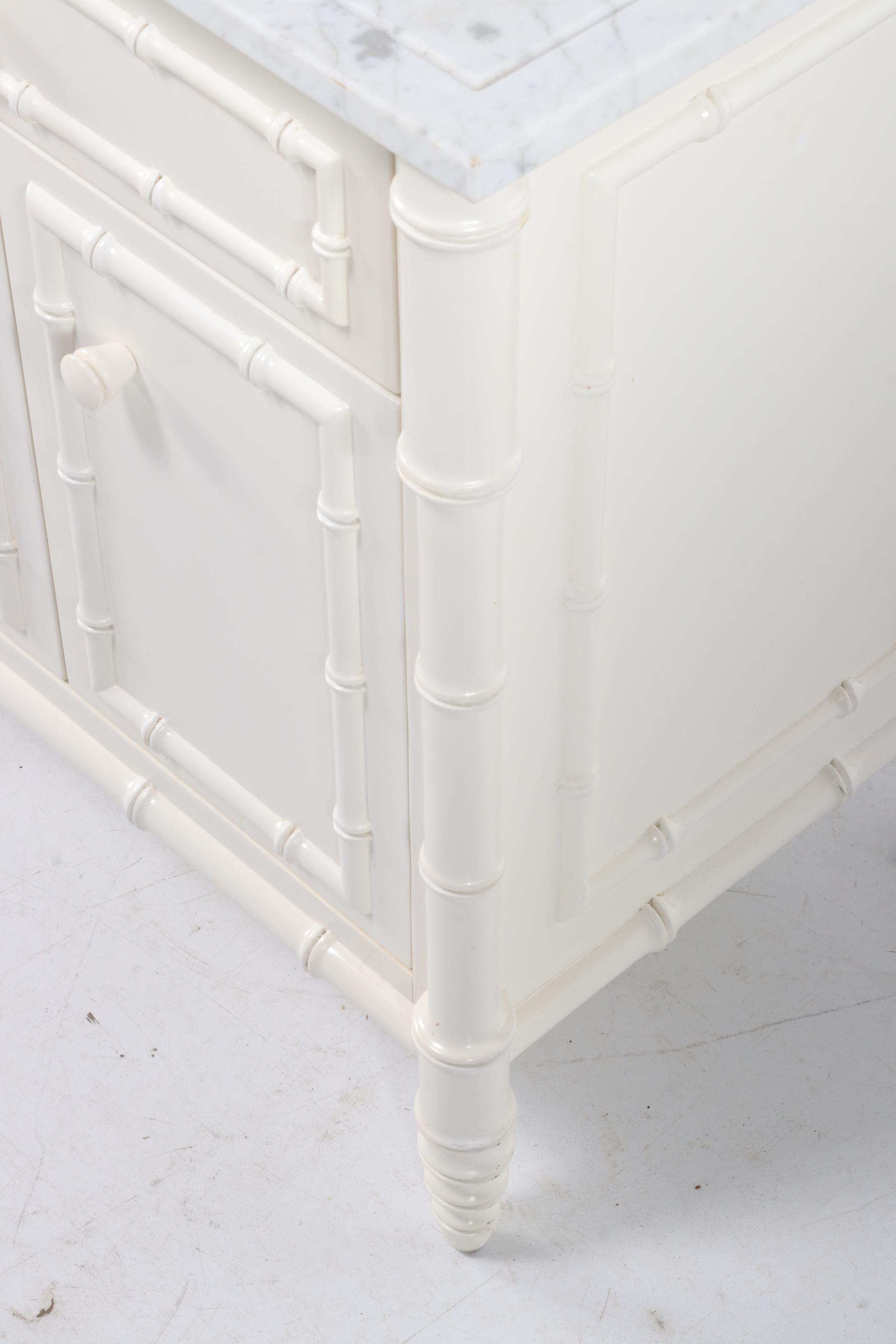 Williams-Sonoma "Hampstead" White Lacquer Marble Top Nightstand