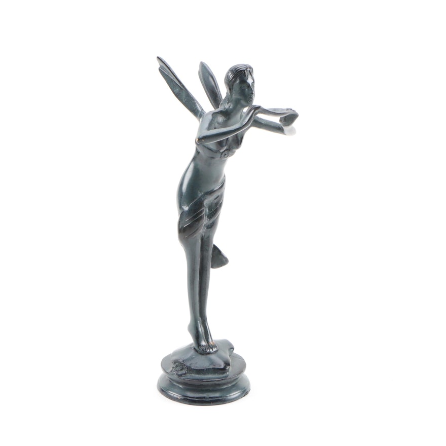 Art Nouveau Style Patinated Brass Fairy Figurine