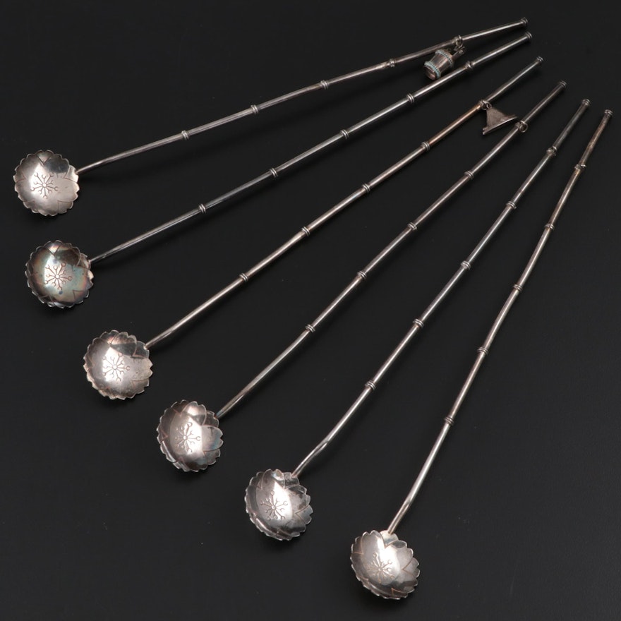 950 Silver Stirrer Straws, Mid to Late 20th Century
