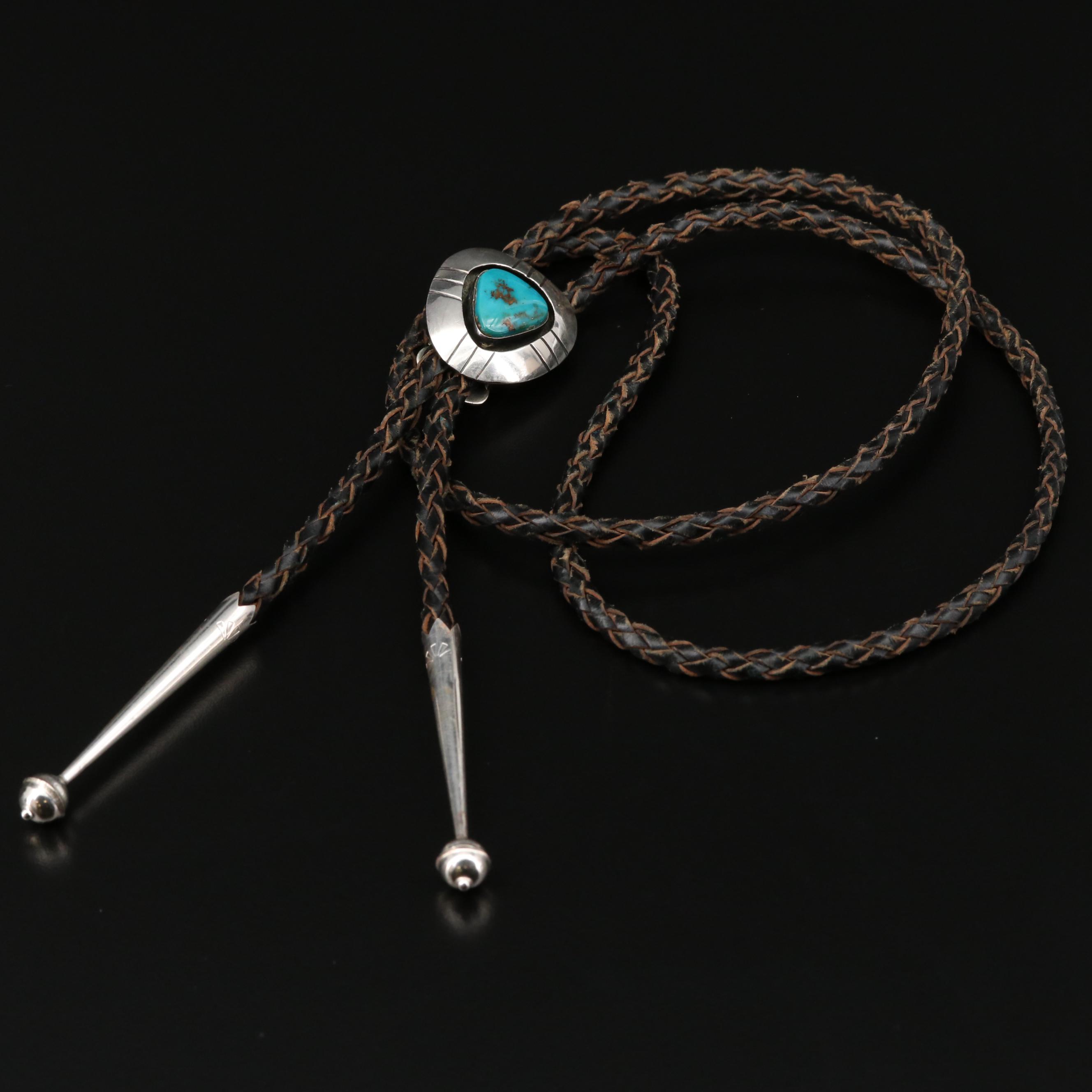 Sterling Silver Bolo Ties with Turquoise and Coral
