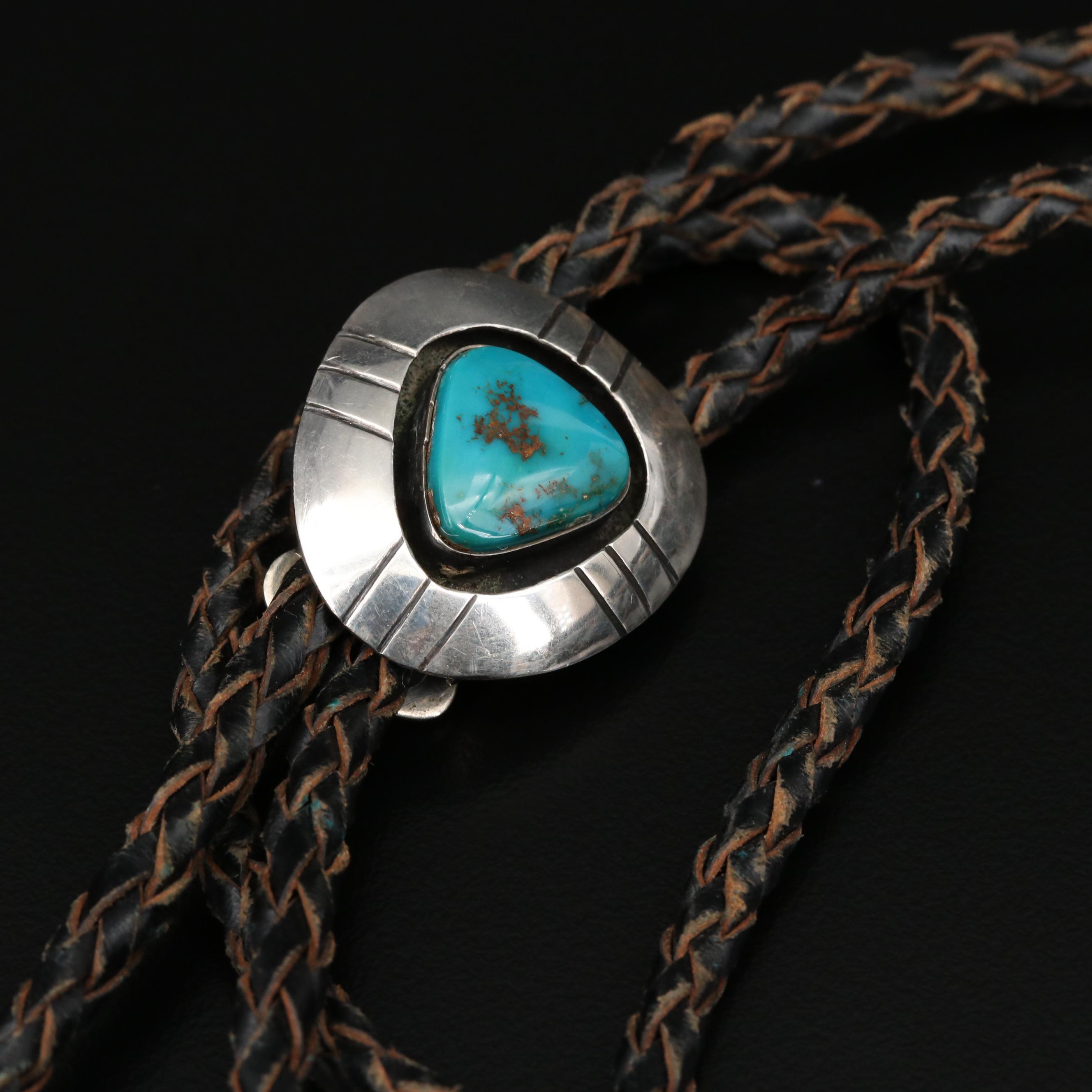 Sterling Silver Bolo Ties with Turquoise and Coral