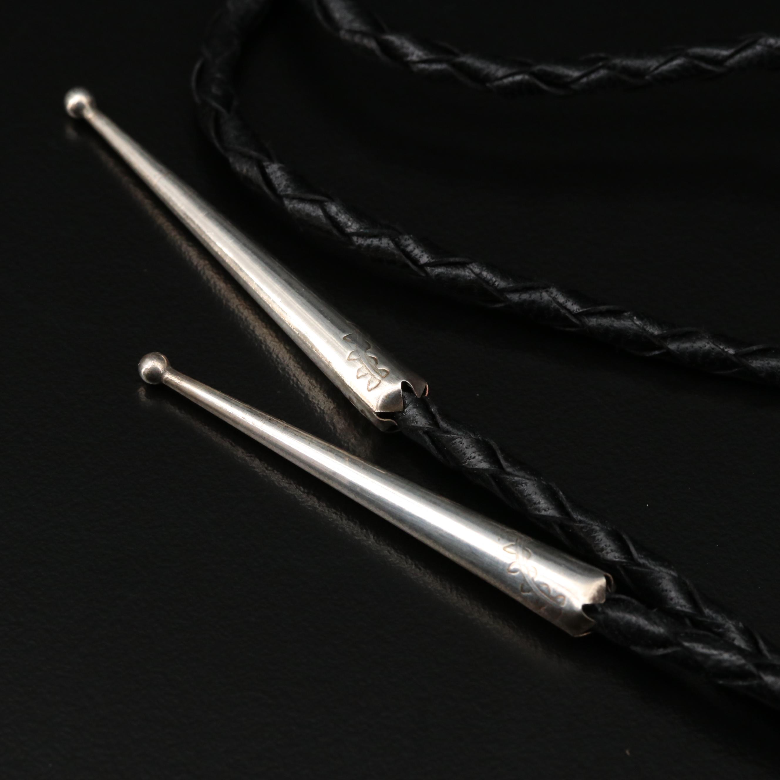 Sterling Silver Bolo Ties with Turquoise and Coral